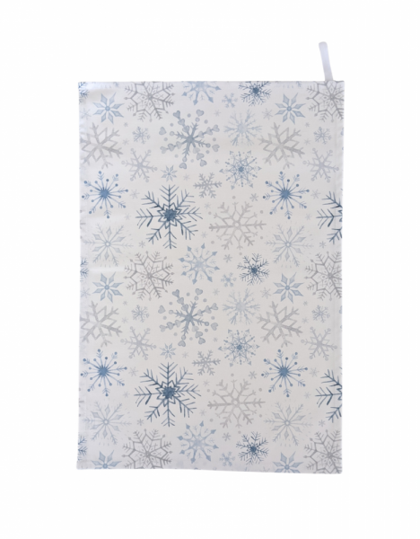 Blue and Grey Snowflake Christmas Tea Towel